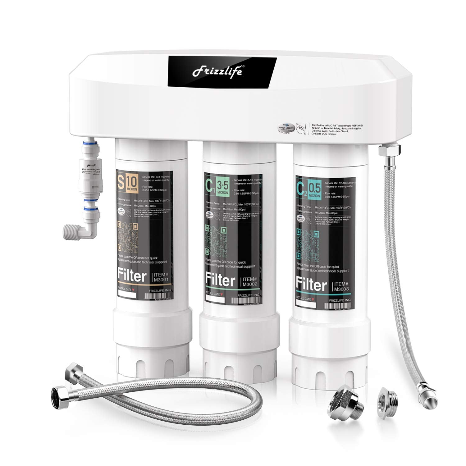 Frizzlife 3-Stage Under Sink Water Filter System SK99-NEW, Direct Conn