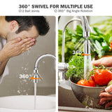 Frizzlife 360° Swivel Faucet Aerator Sink Extender, 3-Mode Sprayer Water Filter Extension Replacement, Universal Big Angle Tap Head Attachment for Kitchen/Bathroom & Washing Hair/Face/Toddlers Use