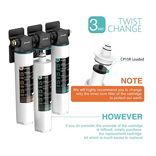 Frizzlife CP15R-HF Replacement Housing Kit With CP15R Filter Cartridge Inside - the 2nd Stage For TW15 Under Sink Water Filter Systems